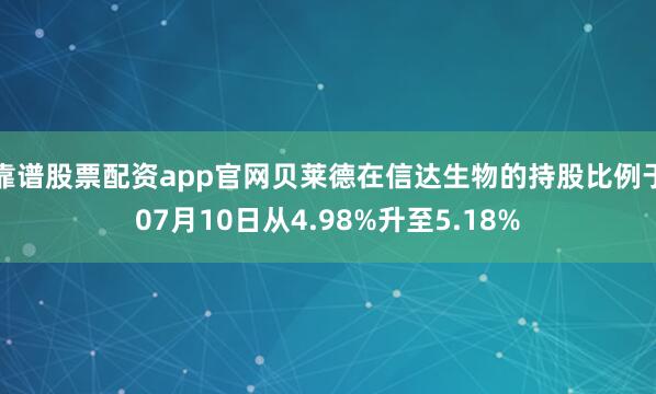 靠谱股票配资app官网贝莱德在信达生物的持股比例于07月10日从4.98%升至5.18%